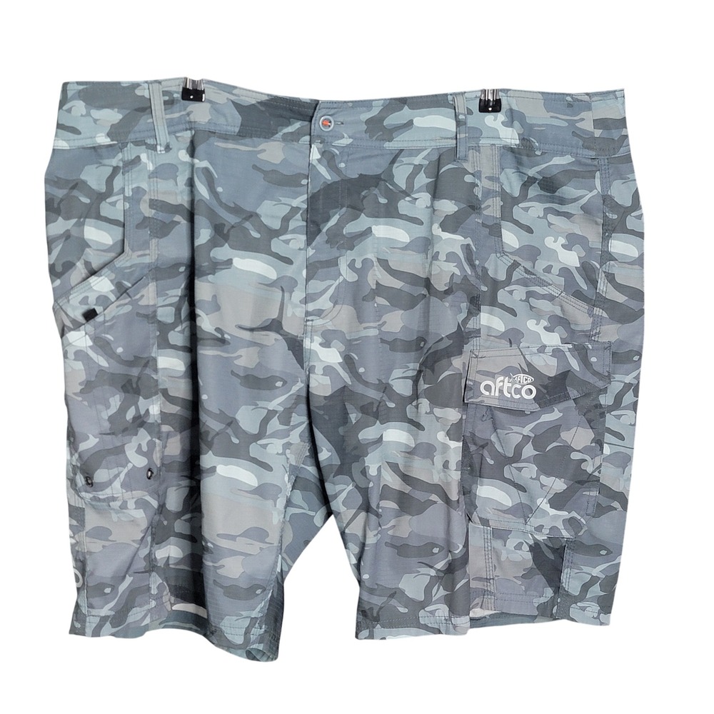 AFTCO Fishing Shorts Mens 44 Gray Camo Tactical Cargo Performance Utility